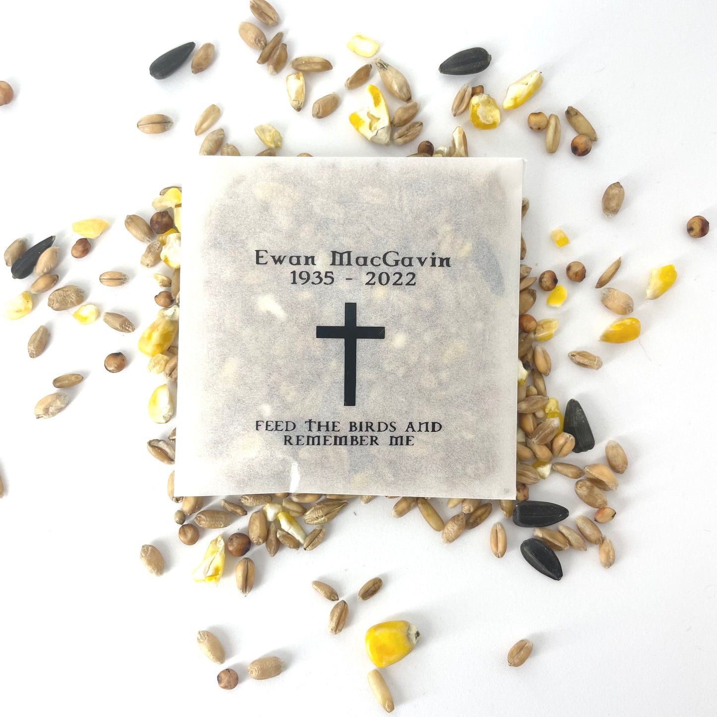 Custom Feed The Birds Remembrance Funeral Favours