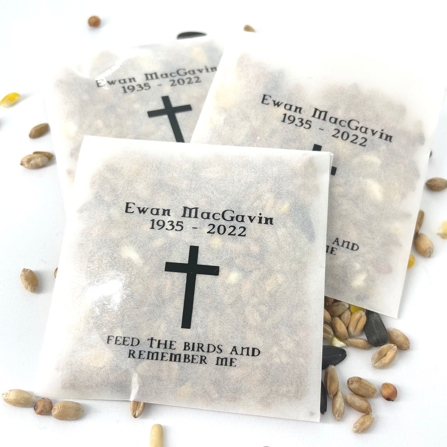 Custom Feed The Birds Remembrance Funeral Favours