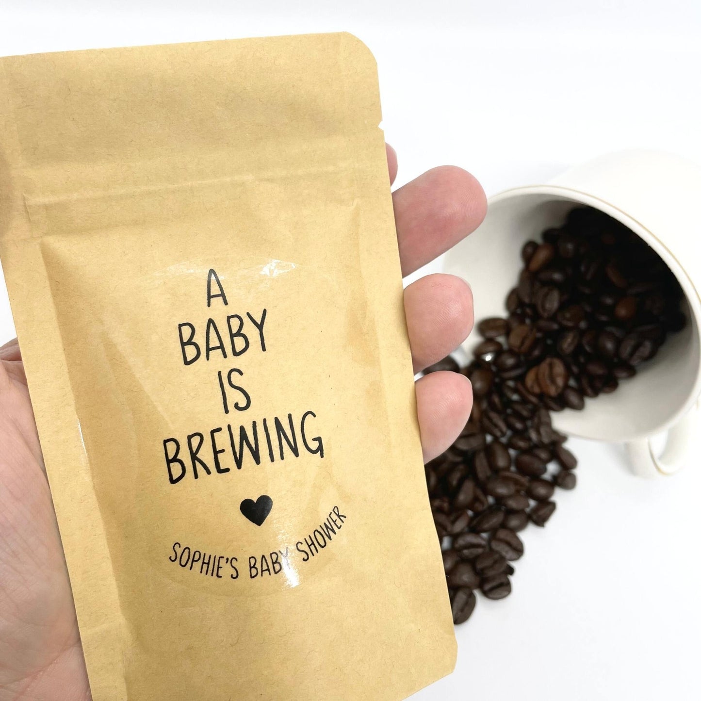 Personalised A Baby Is Brewing Fresh Ground Coffee Pouch Favours