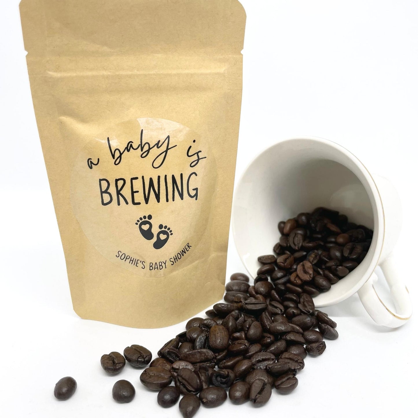 Personalised Baby Shower Coffee Bean Pouch Favours