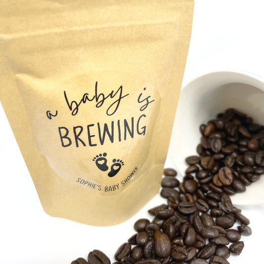 Personalised Baby Shower Coffee Bean Pouch Favours