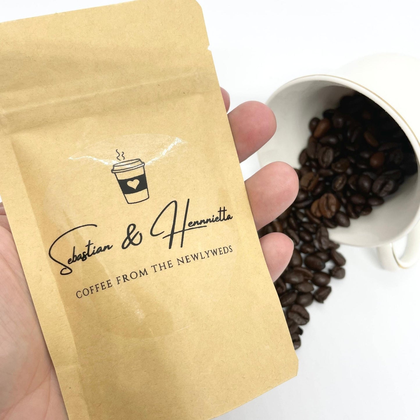 Personalised Love Is Brewing Ground Coffee Favour Bags