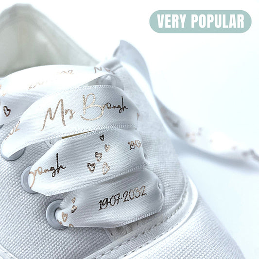 Personalised Satin Ribbon Bridal Shoelaces For Wedding Pumps