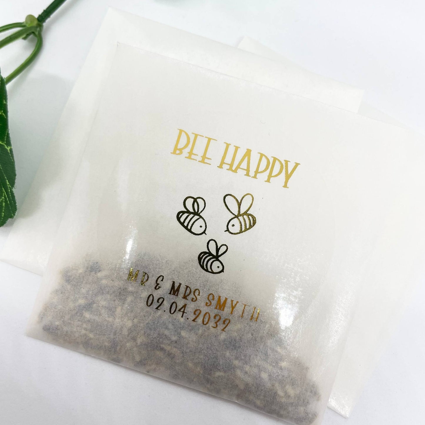 Customised Bee Happy Wildflower Wedding Favours