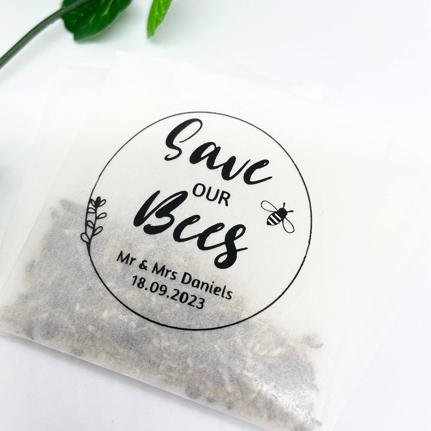 Custom Save Our Bees Wildflower Seed Favour Bags