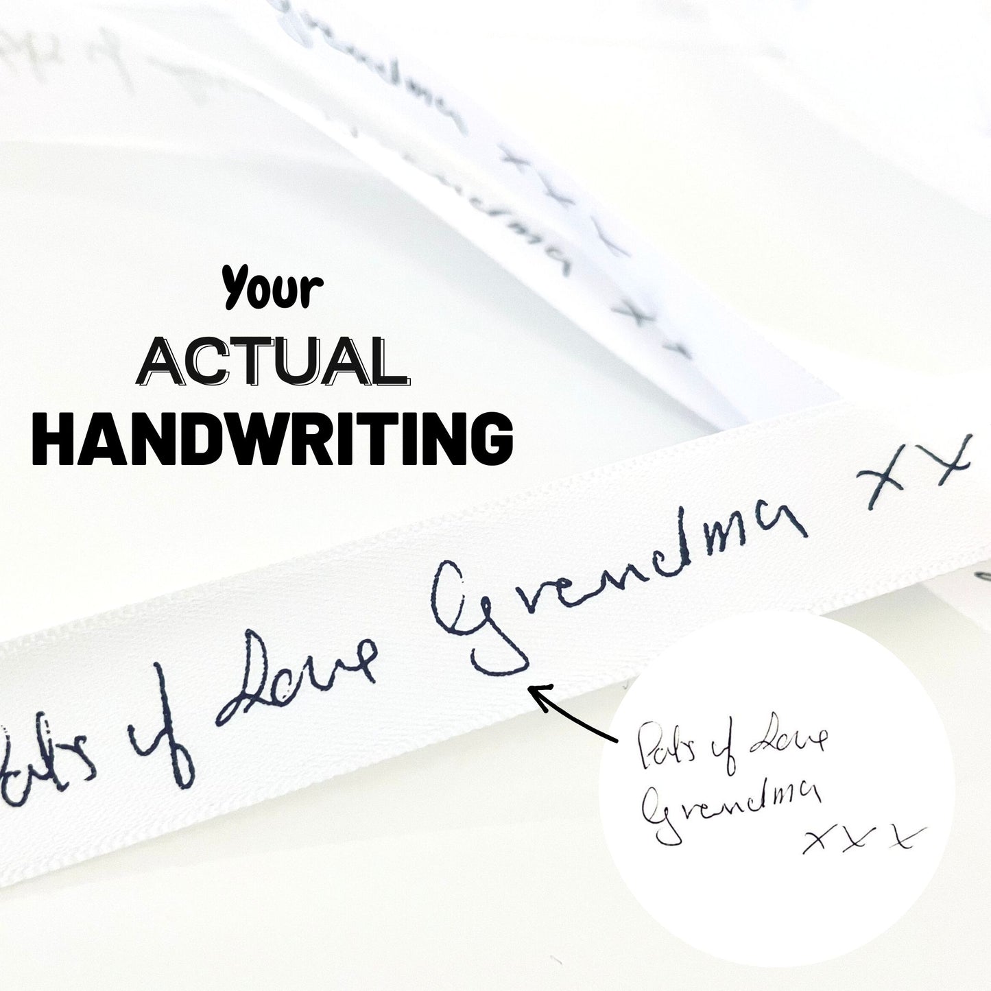 Your Handwriting Printed Satin Ribbon 15mm or 25mm Width