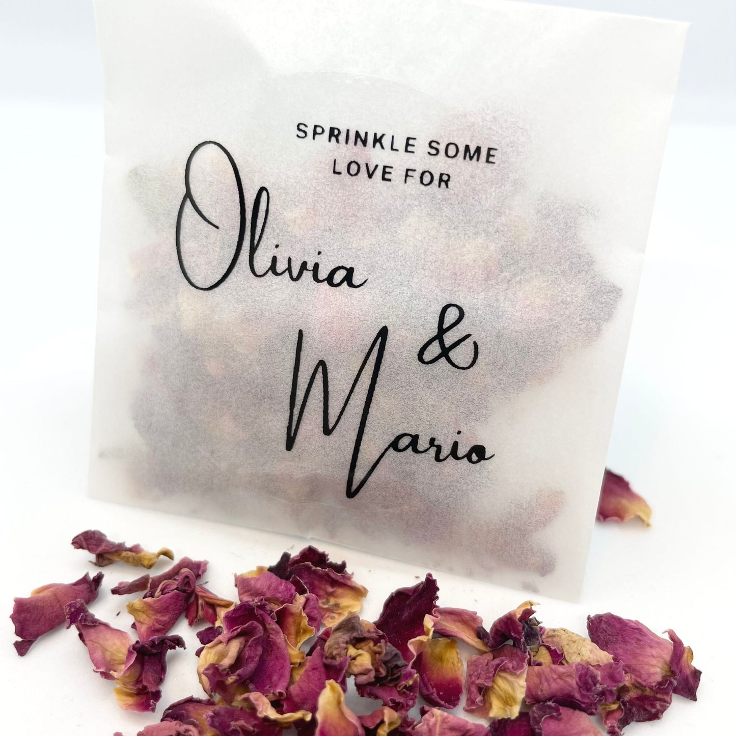 Personalised Real Rose Petal Toss Bags