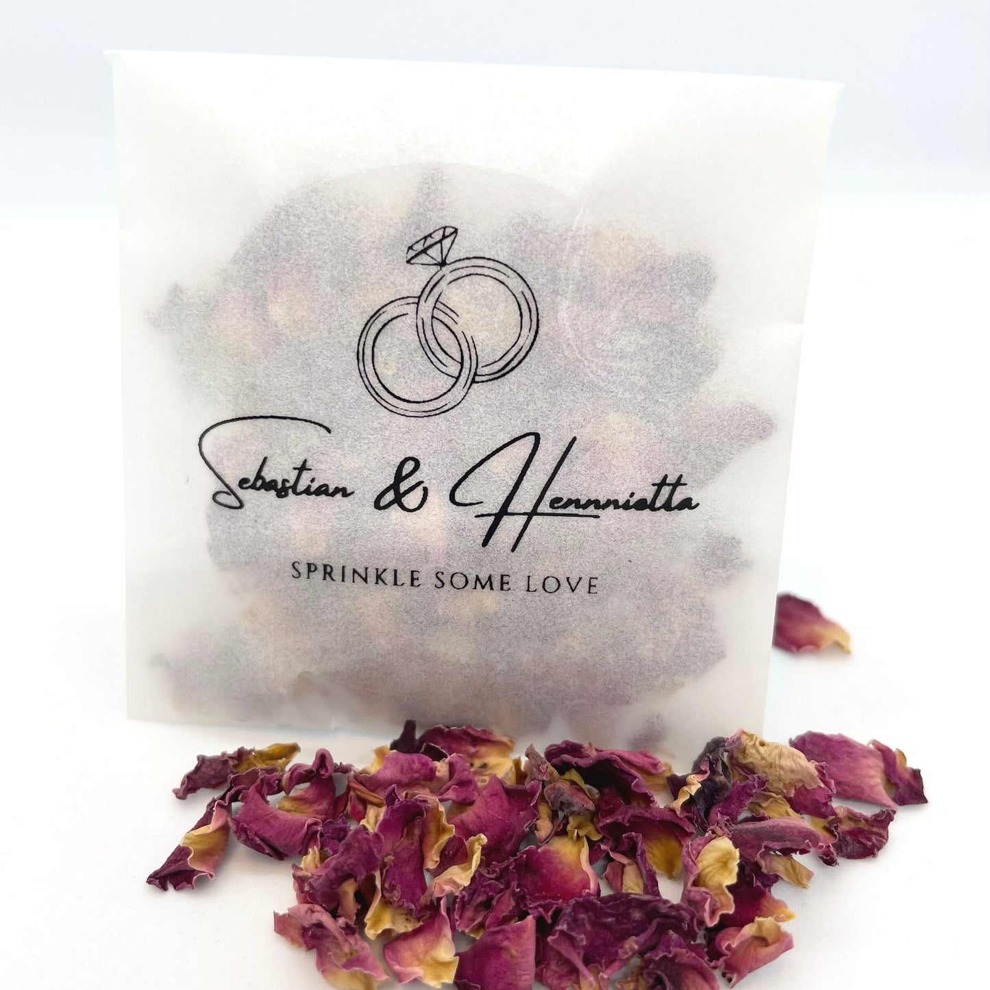 Handmade Red Rose Petal Wedding Confetti Favours