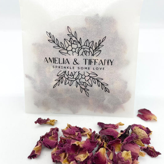 Biodegradable Red Rose Confetti Toss Sachets