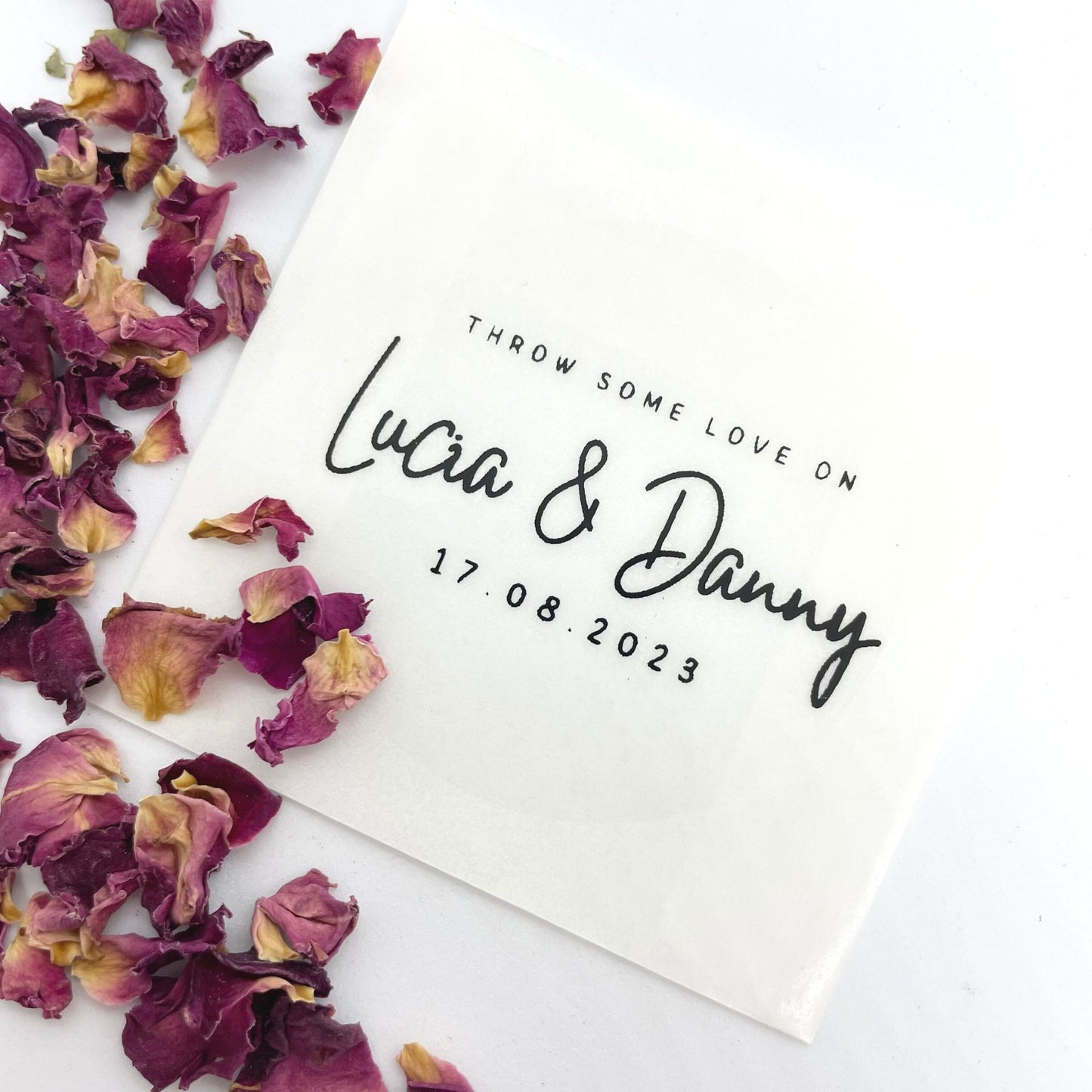 Personalised Outdoor Wedding Rose Petal Confetti