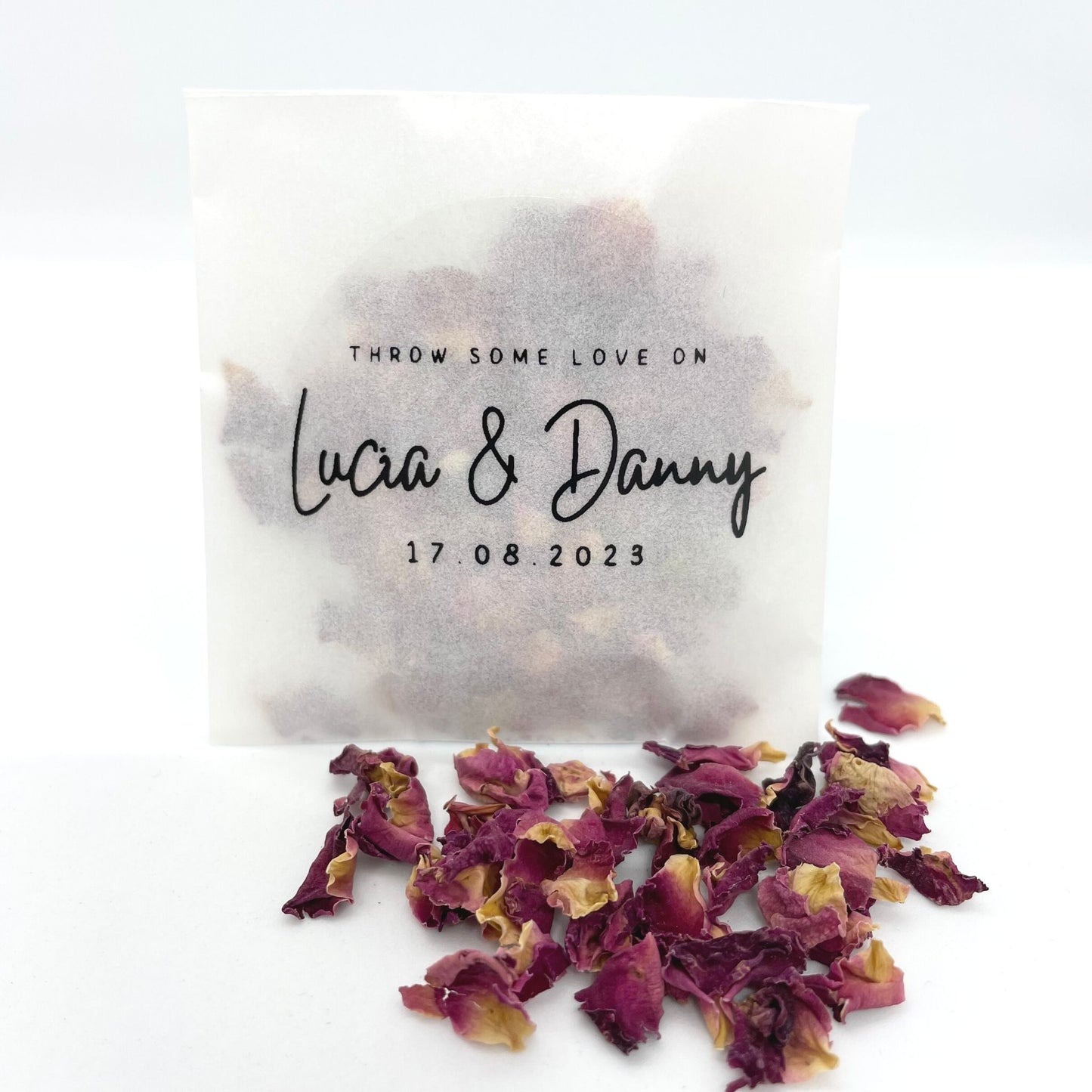 Personalised Outdoor Wedding Rose Petal Confetti