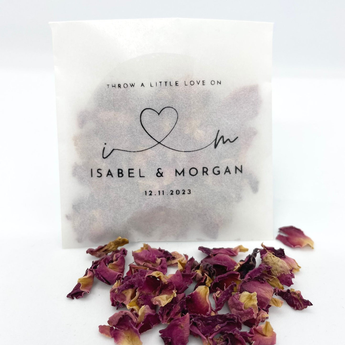 Custom Real Rose Flower Petal Confetti Pouches