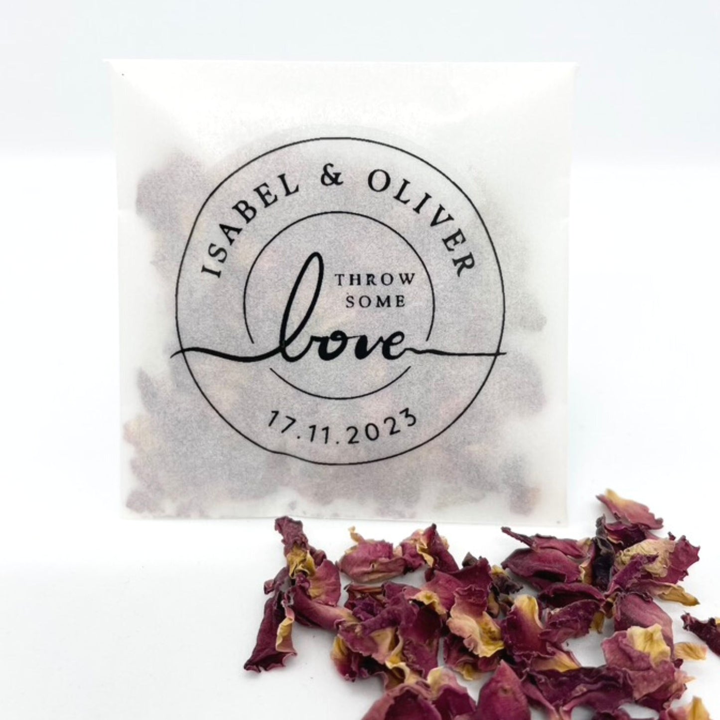 Personalised Dried Rose Petal Confetti Bags